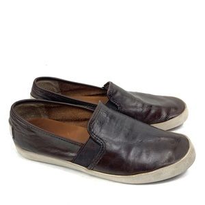 Frye dark brown Dylan leather slip on sneakers